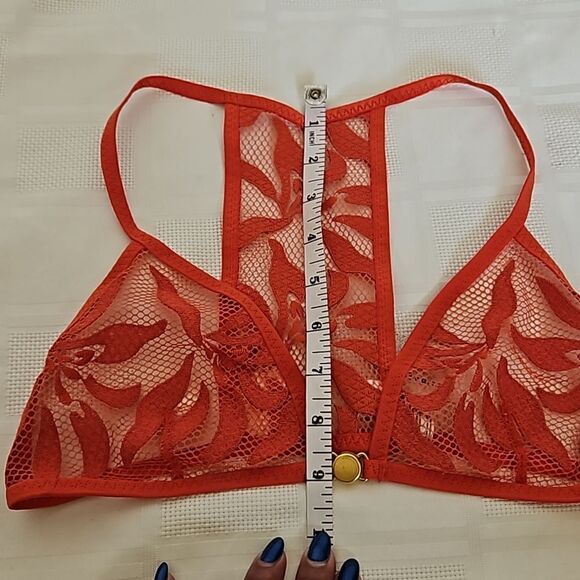 Free People Women's Lace Bralette Racer Back Bra Henna Red Small - Picture 10 of 16